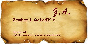 Zombori Acicét névjegykártya